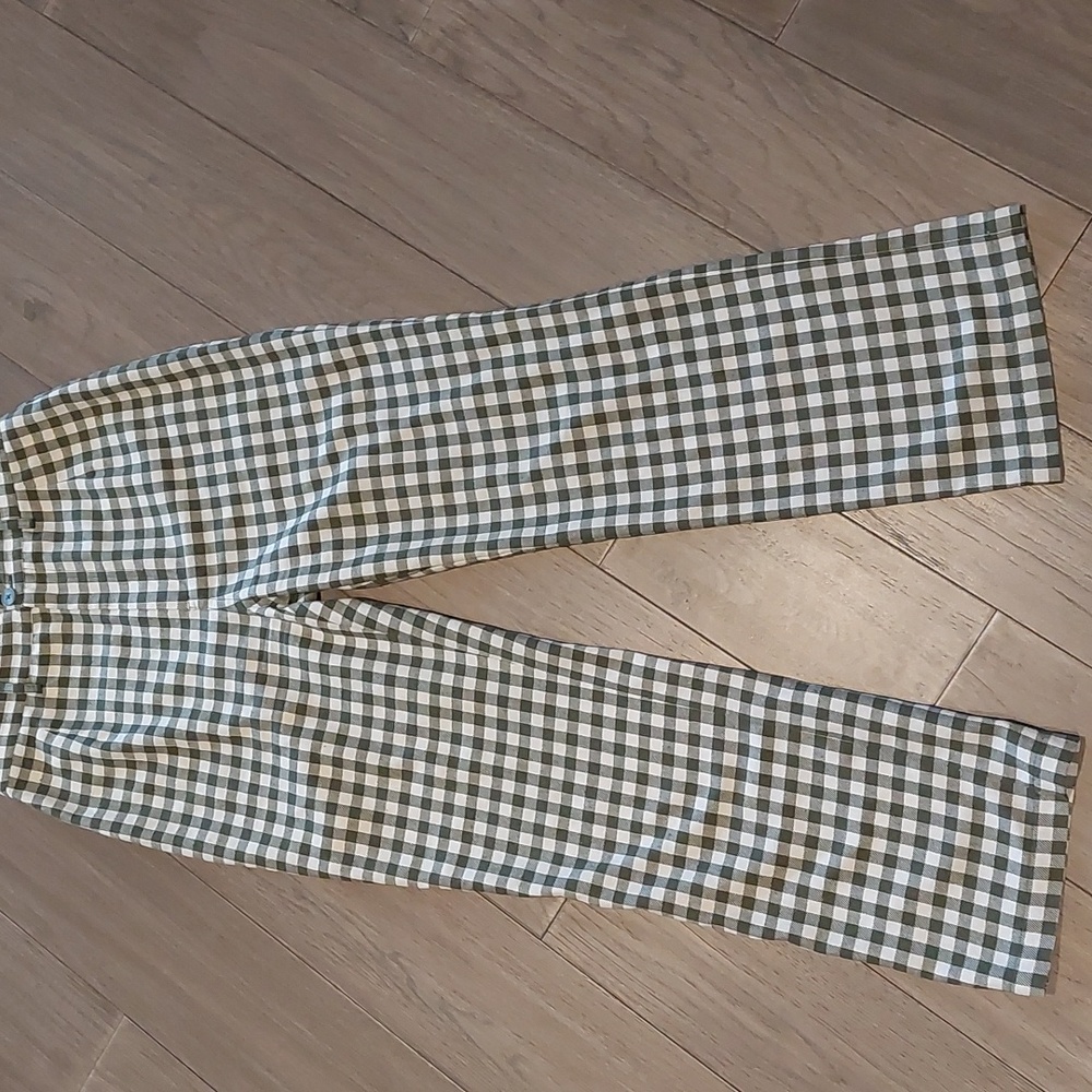 Reformation Checkered Pants - Green and White